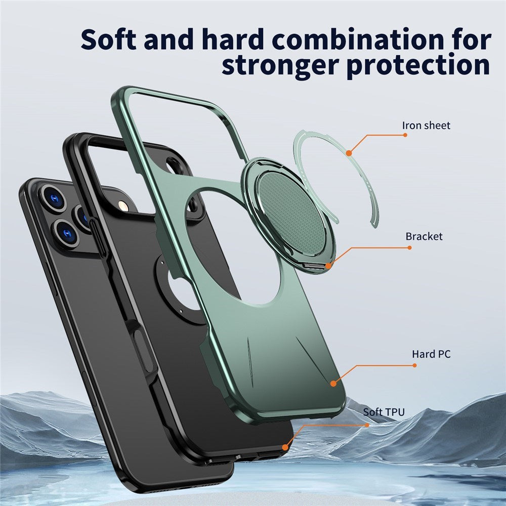 EIDERWOOD iPhone 17 Pro Mobil Cover - Roterende Kickstand - MagSafe Kompatibel - Grøn