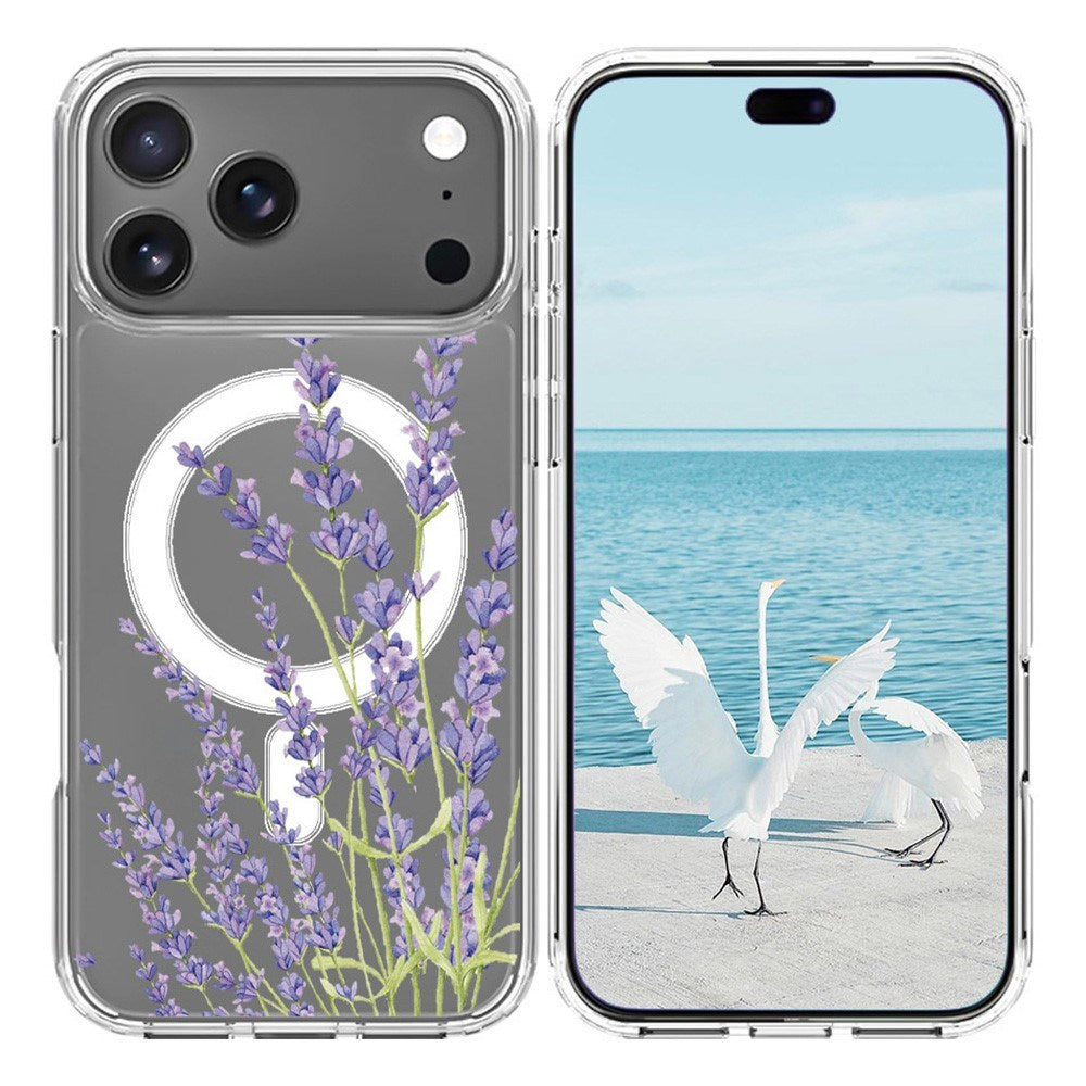EIDERWOOD iPhone 17 Pro Hybrid Plastik Mobil Cover – MagSafe Kompatibel – Lavendelblomster