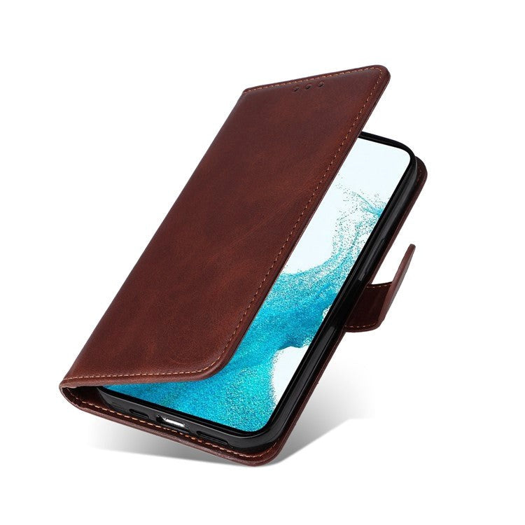 Samsung Galaxy S23 Leather Flip Cover m. Lommebok - Brun