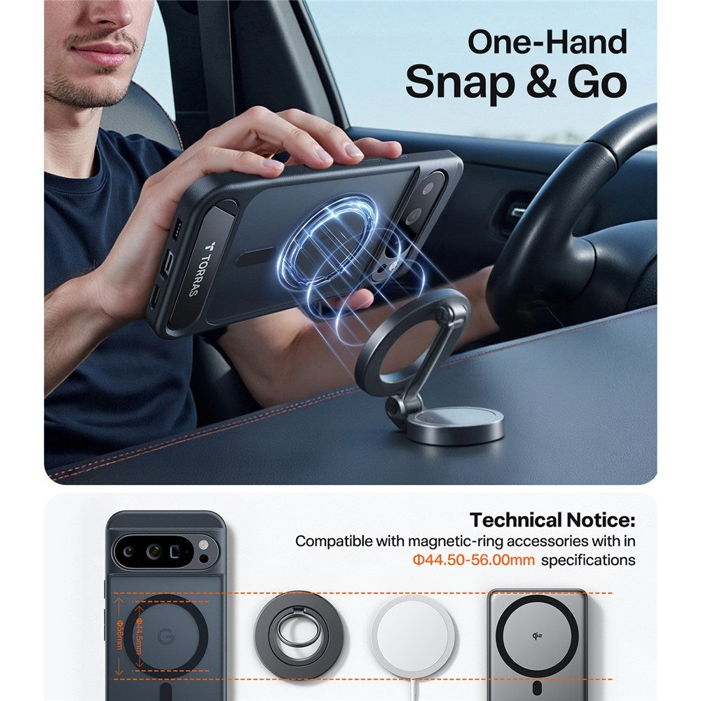 TORRAS Google Pixel 10 Pro XL Ostand L1 Hybrid Bagside Cover m. Kickstand - MagSafe Kompatibel - Sort