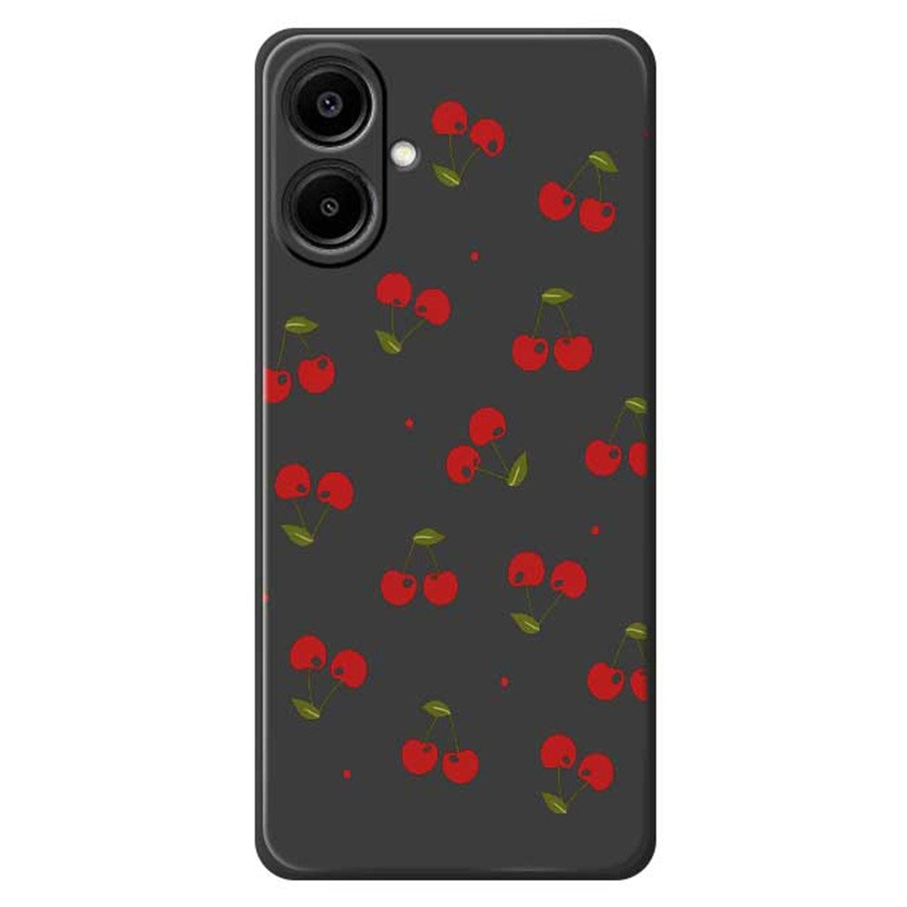 Samsung Galaxy A07 EIDERWOOD Fleksibelt Plast Mobil Cover m. Kirsebærdesign - Sort