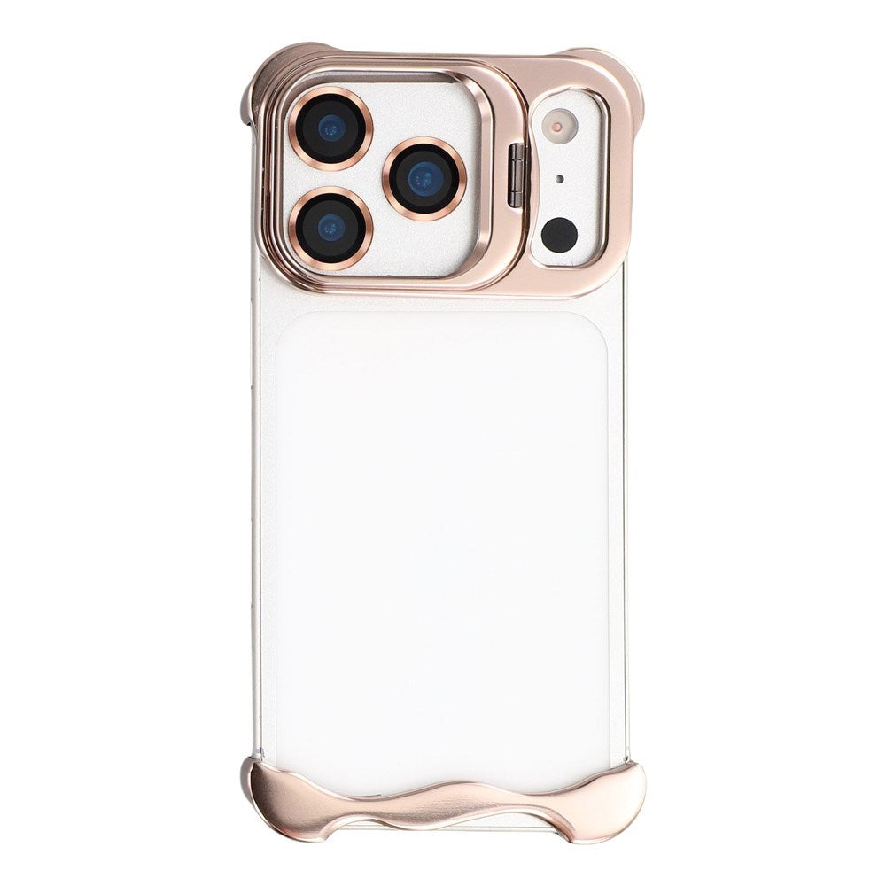 iPhone 17 Pro 2-i-1 Metal Bumper Cover - Ståfunktion & Linsebeskytter - Guld