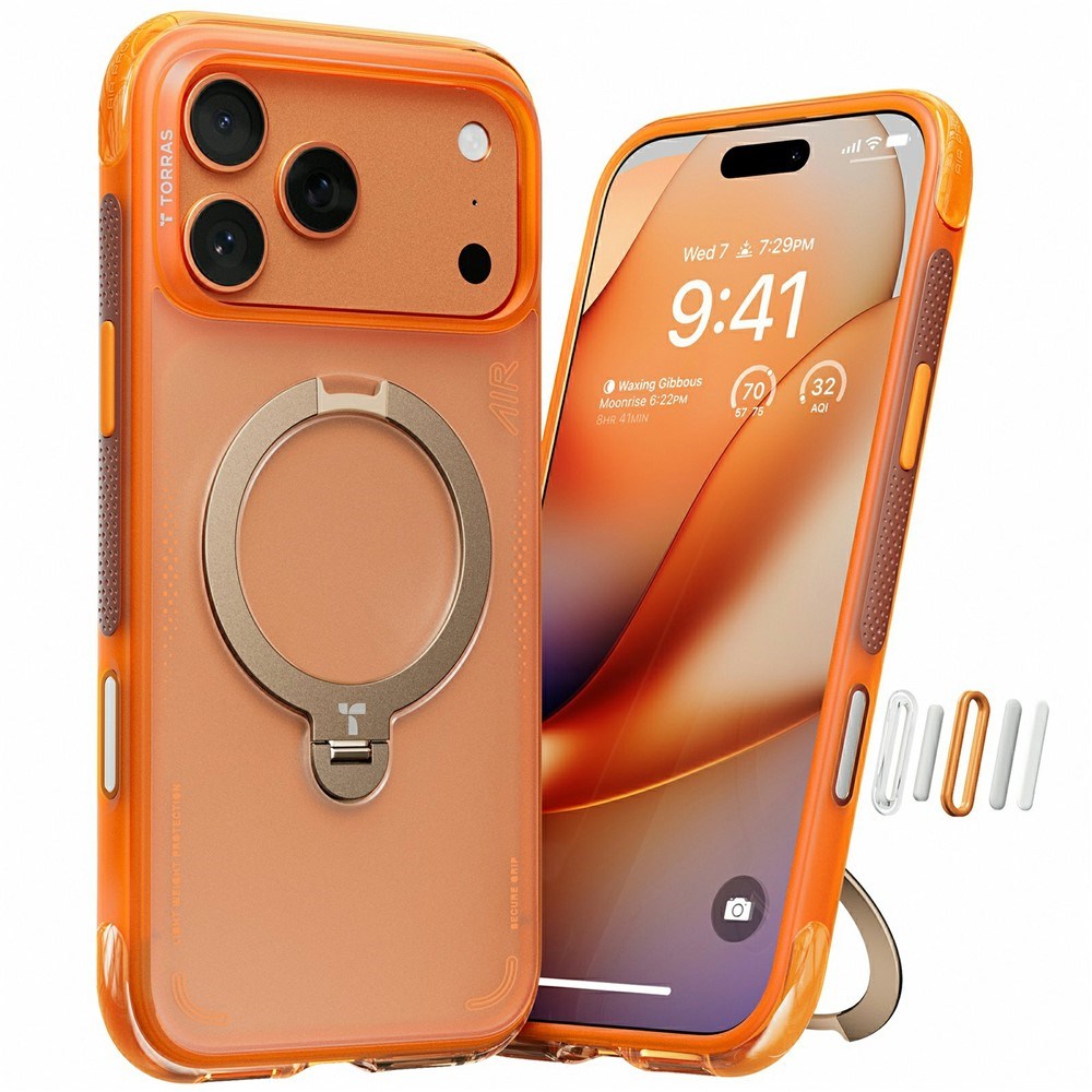 TORRAS iPhone 17 Pro Max Ostand Q3 Air Mobil Cover m. Kickstand - MagSafe Kompatibel - Orange