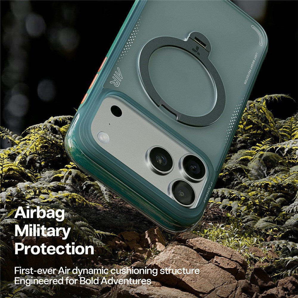 TORRAS iPhone 17 Pro Ostand Q3 Air Mobil Cover m. Kickstand - MagSafe Kompatibel - Grøn