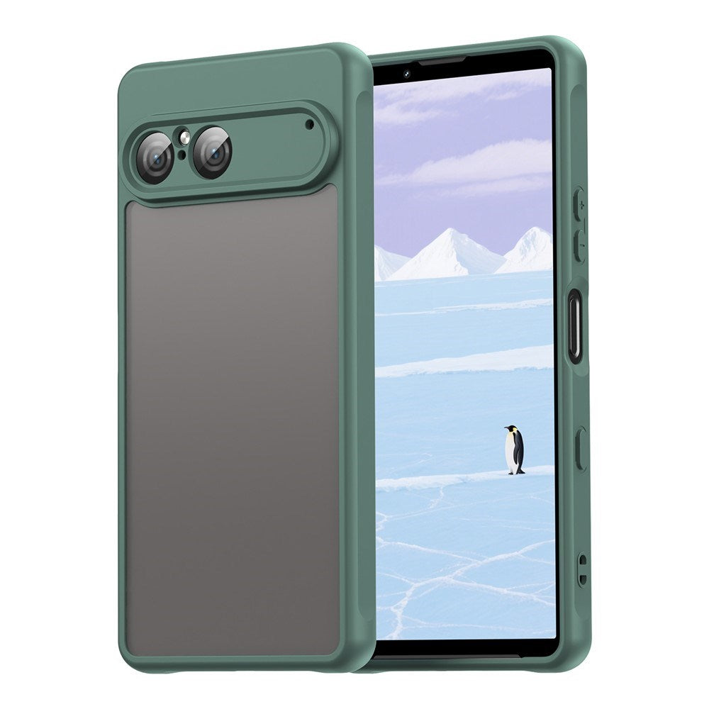 Sony Xperia 10 VII - EIDERWOOD Mat Hybrid Bagside Cover - Gennemsigtig / Grøn