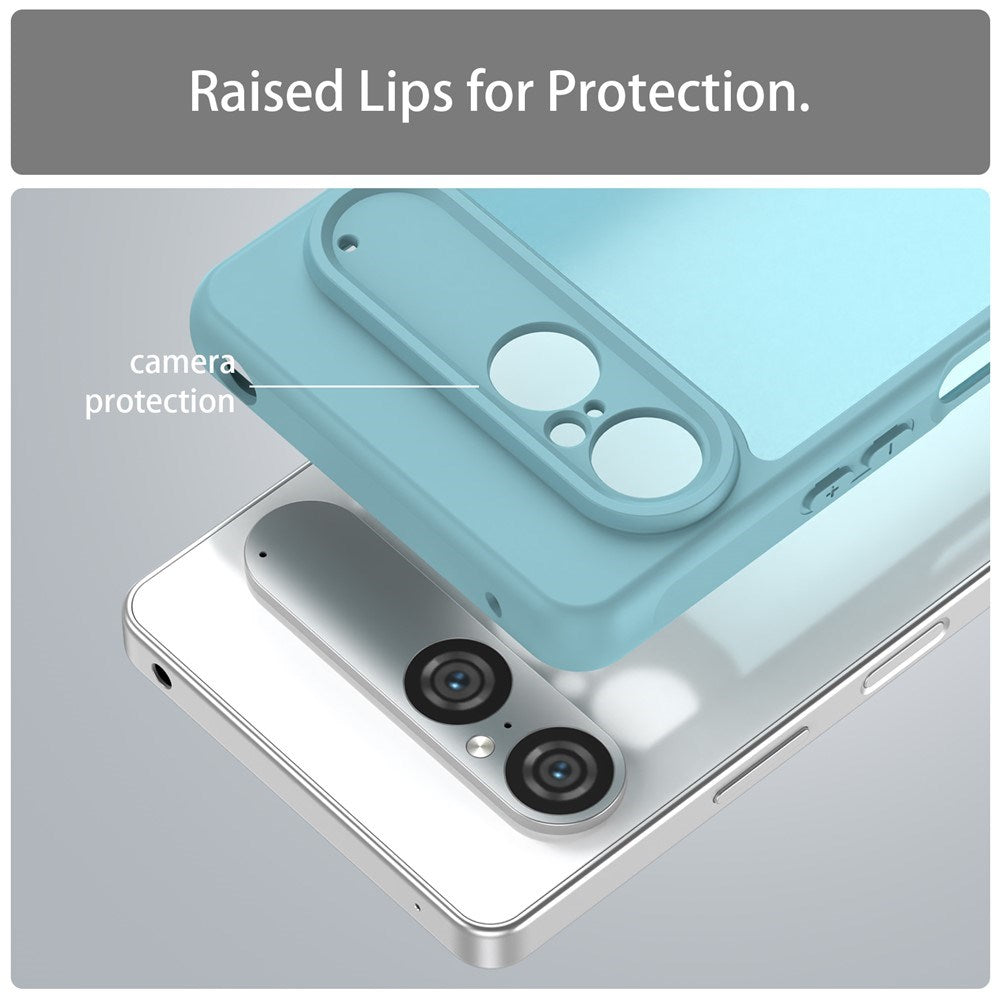 Sony Xperia 10 VII - EIDERWOOD Mat Hybrid Bagside Cover - Gennemsigtig / Lyseblå