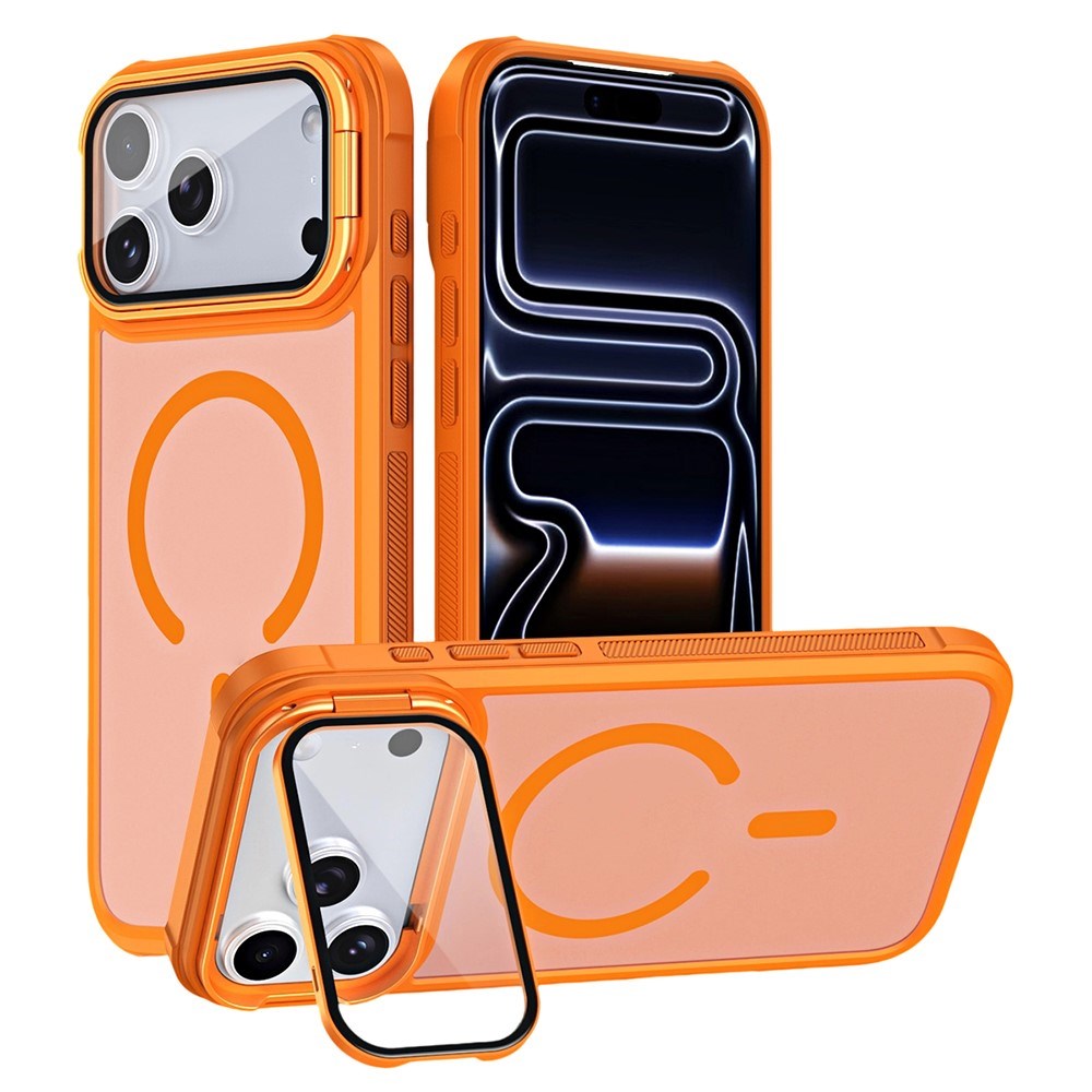 iPhone 18 Pro Max / 17 Pro Max EIDERWOOD Hybrid Plast Bagside Cover m. Kamera Cover & Ståfunktion - MagSafe Kompatibel - Orange