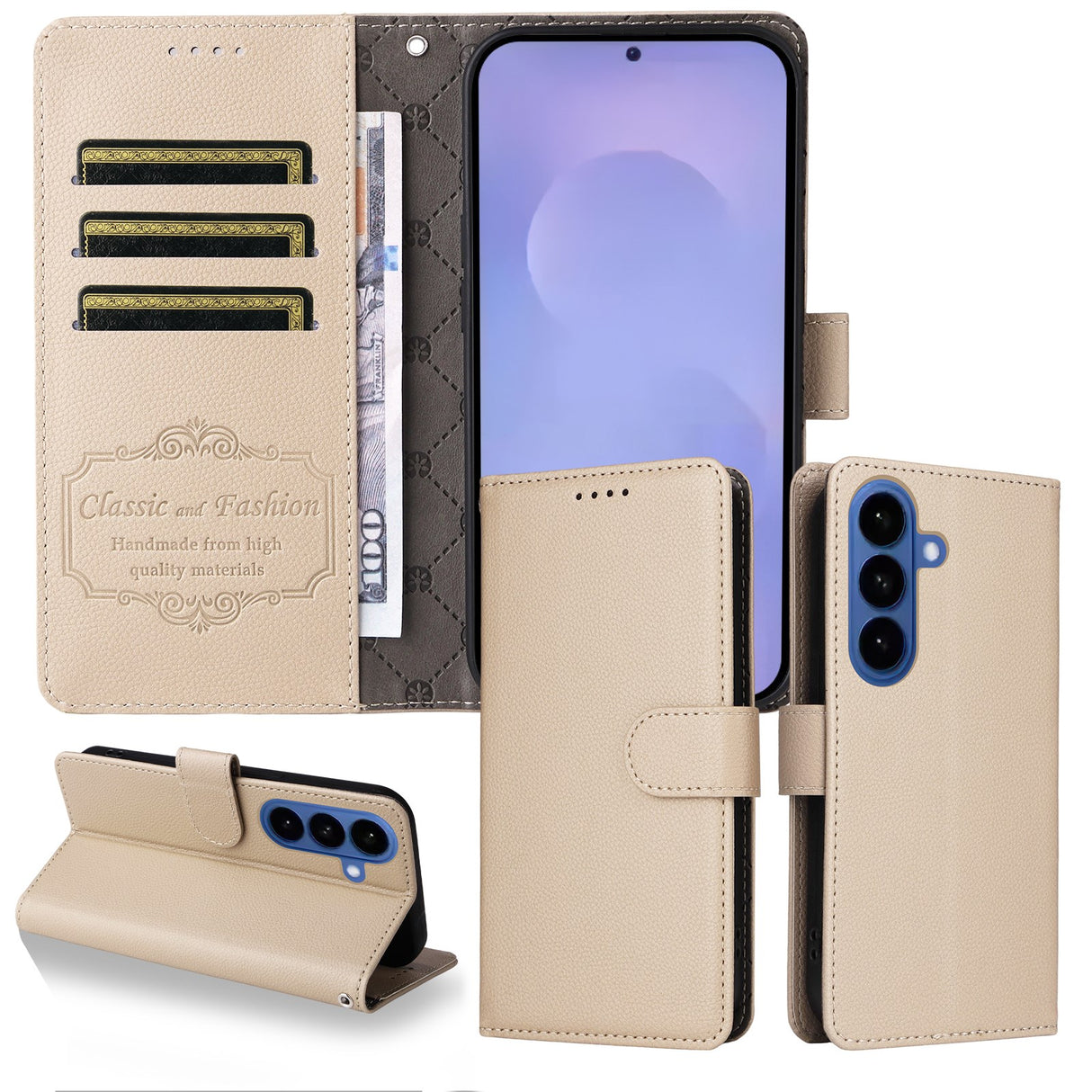 EIDERWOOD Samsung Galaxy S26 Kunstlæder Flip Cover - Strop - Beige