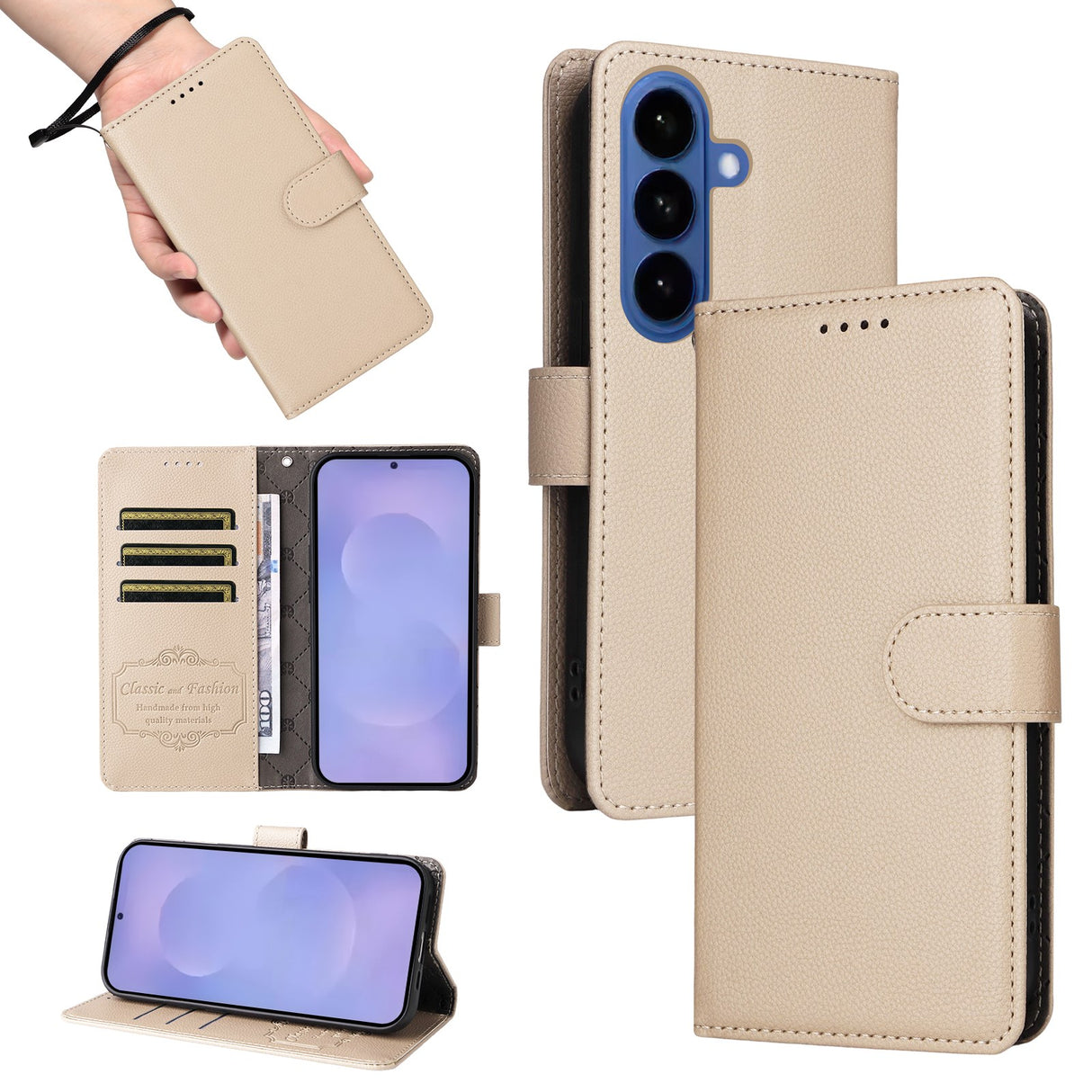EIDERWOOD Samsung Galaxy S26 Kunstlæder Flip Cover - Strop - Beige