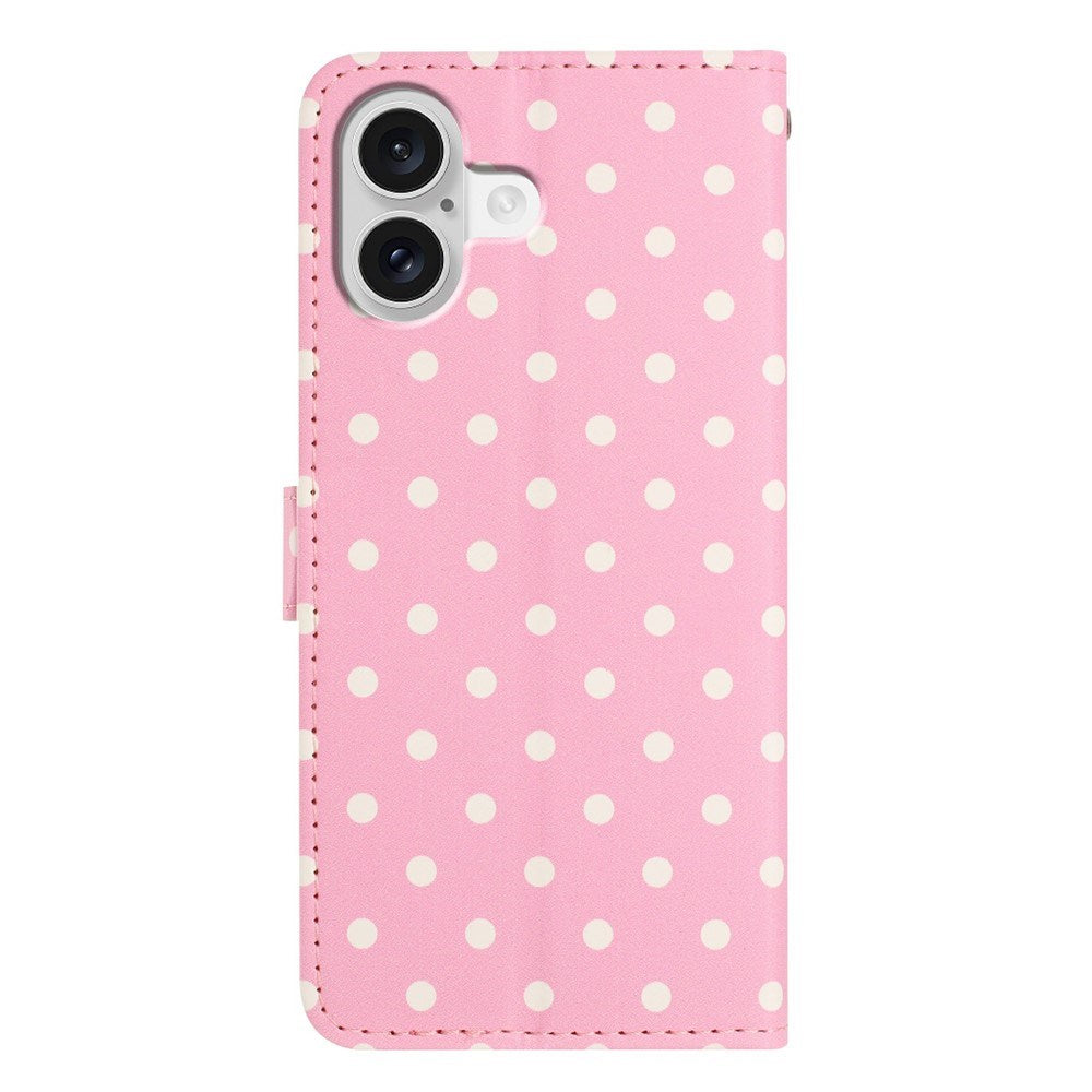 EIDERWOOD iPhone 17 Kunstlæder Flip Mobil Cover m. Polka Design - Lyserød