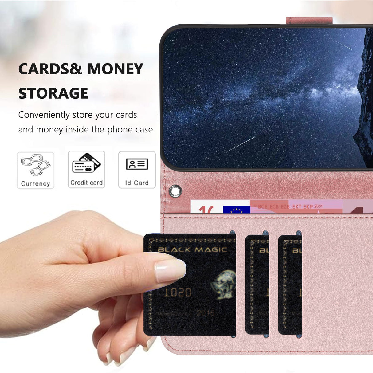 Honor Magic8 Lite EIDERWOOD Kunstlæder Flip Cover m. Kortholder - Rose Gold