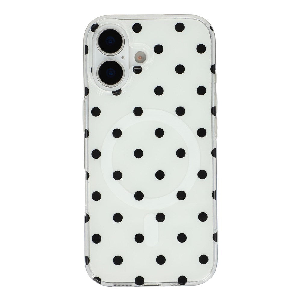 EIDERWOOD iPhone 17 Hybrid Mobil Cover m. Polka Design - MagSafe Kompatibel - Gennemsigtig / Sort