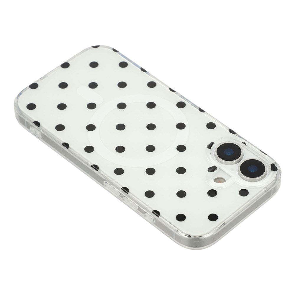 EIDERWOOD iPhone 17 Hybrid Mobil Cover m. Polka Design - MagSafe Kompatibel - Gennemsigtig / Sort