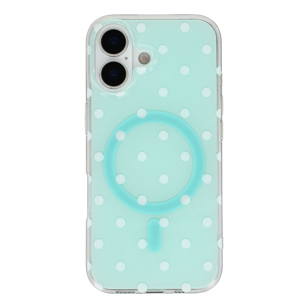 EIDERWOOD iPhone 17 Hybrid Mobil Cover m. Polka Design - MagSafe Kompatibel - Gennemsigtig / Turkis