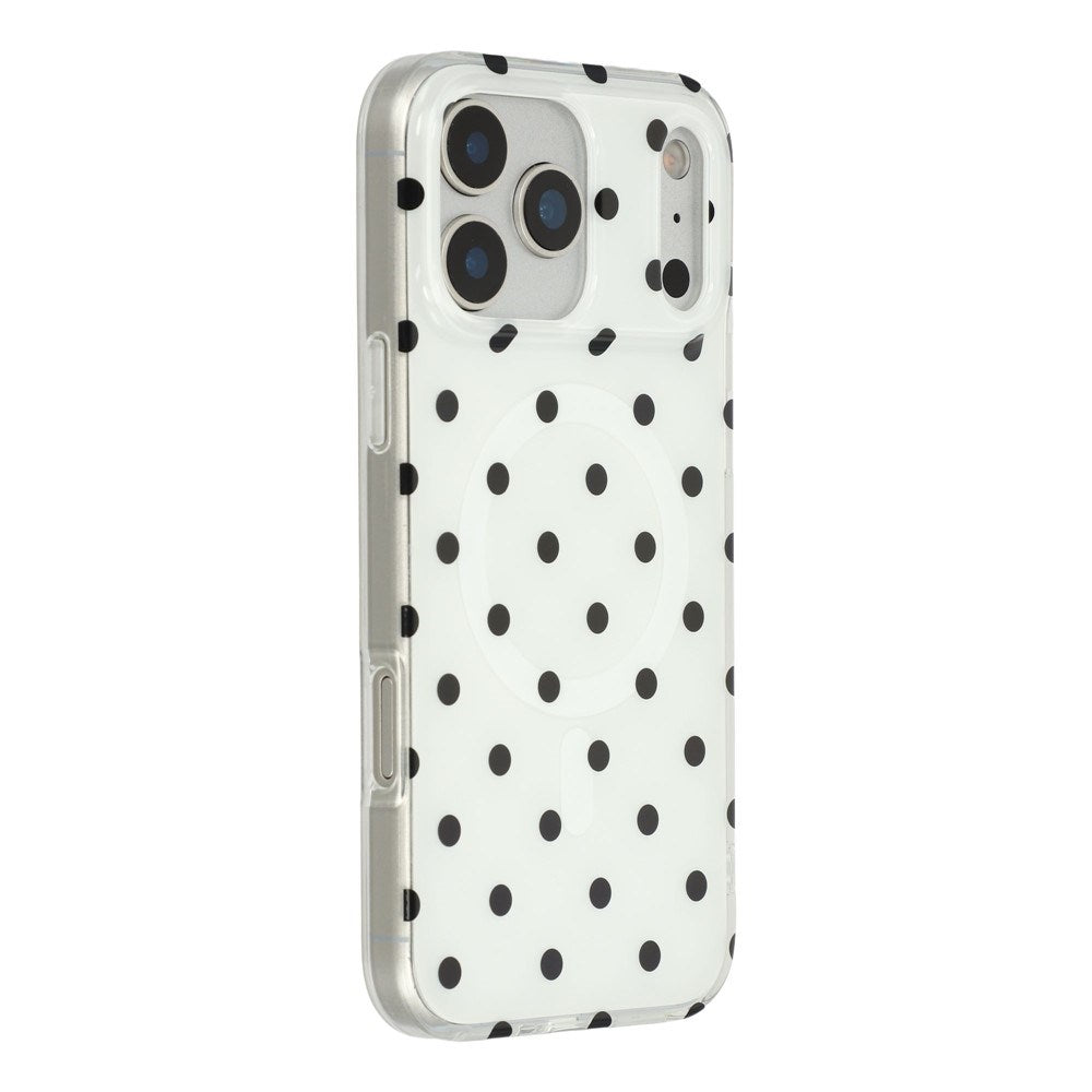 EIDERWOOD iPhone 17 Pro Hybrid Mobil Cover m. Polka Design - MagSafe Kompatibel - Gennemsigtig / Sort
