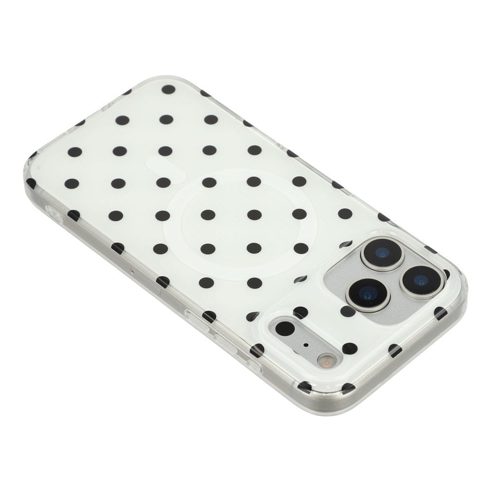 EIDERWOOD iPhone 17 Pro Hybrid Mobil Cover m. Polka Design - MagSafe Kompatibel - Gennemsigtig / Sort