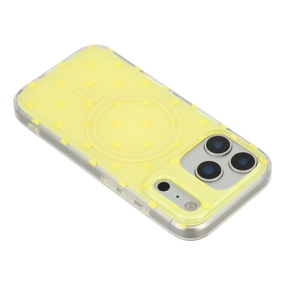 EIDERWOOD iPhone 17 Pro Hybrid Mobil Cover m. Polka Design - MagSafe Kompatibel - Gennemsigtig / Gul