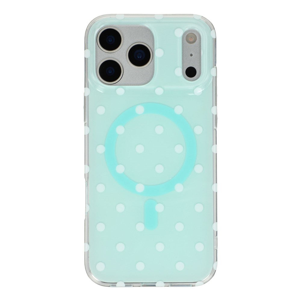 EIDERWOOD iPhone 17 Pro Max Hybrid Mobil Cover m. Polka Design - MagSafe Kompatibel - Gennemsigtig / Turkis