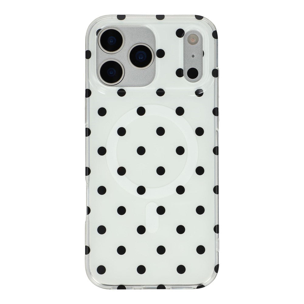 EIDERWOOD iPhone 17 Pro Max Hybrid Mobil Cover m. Polka Design - MagSafe Kompatibel - Gennemsigtig / Sort