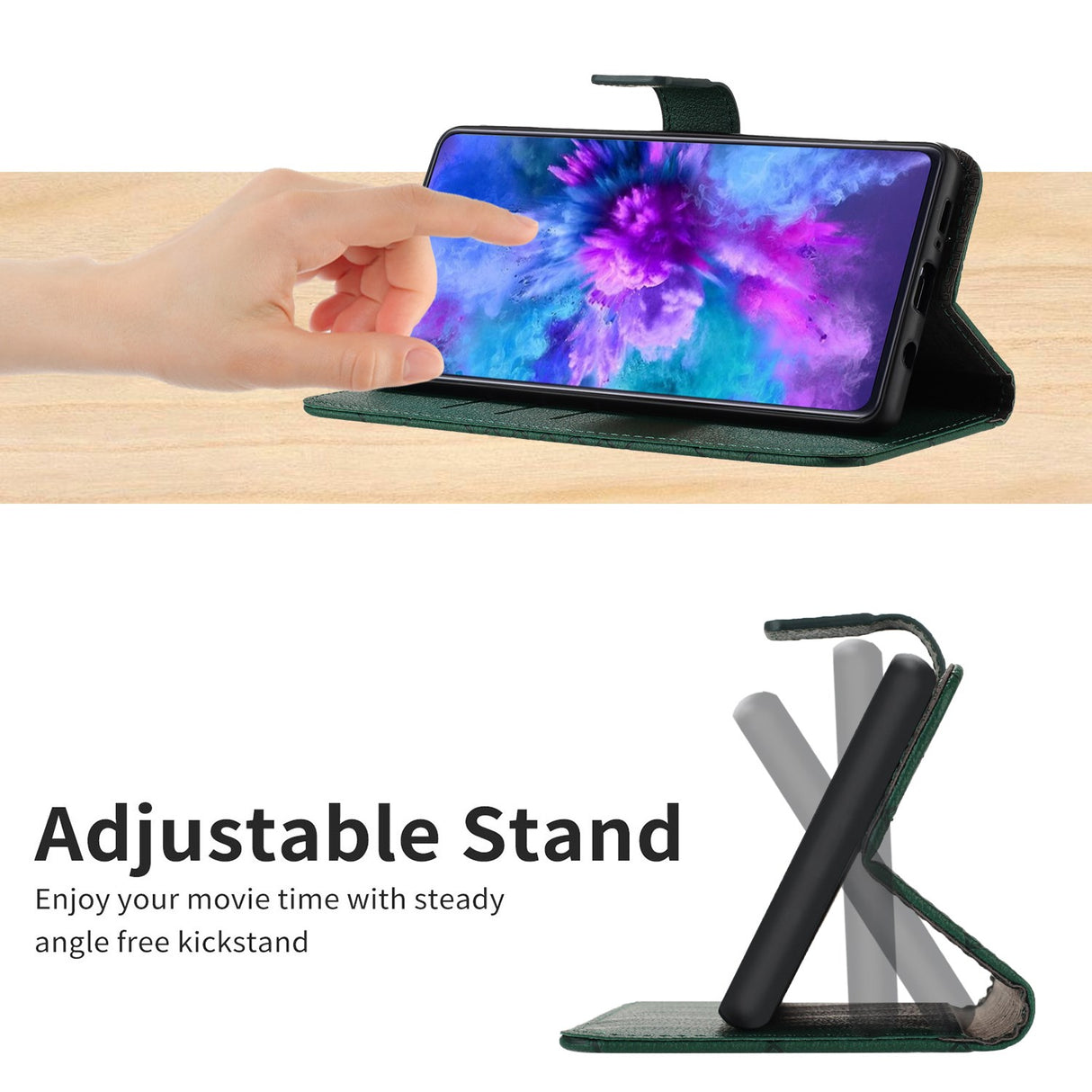 EIDERWOOD OnePlus 15 Kunstlæder Mobil Flipcover m. Aftryk - Grøn