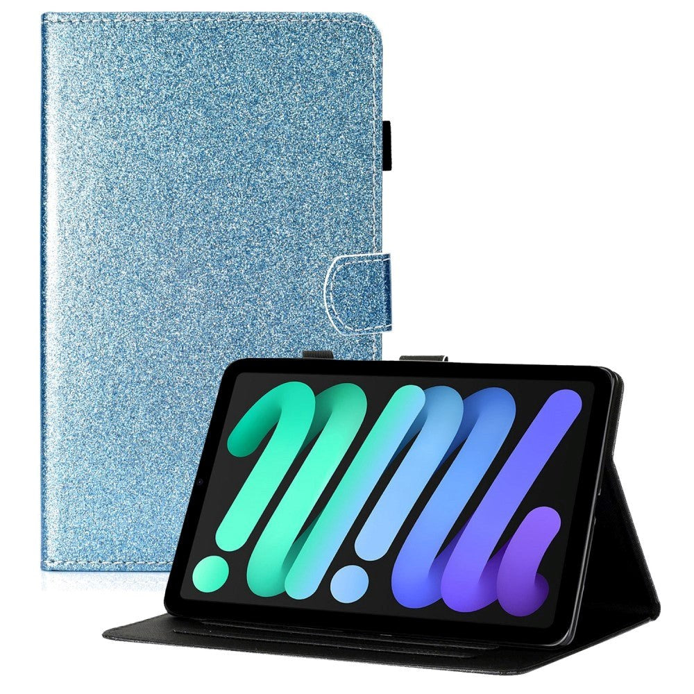 iPad 11" (2025) / iPad 10,9" (2024/2022) Glitter Flip Cover m. Flip Stand & Kortholder - Blå