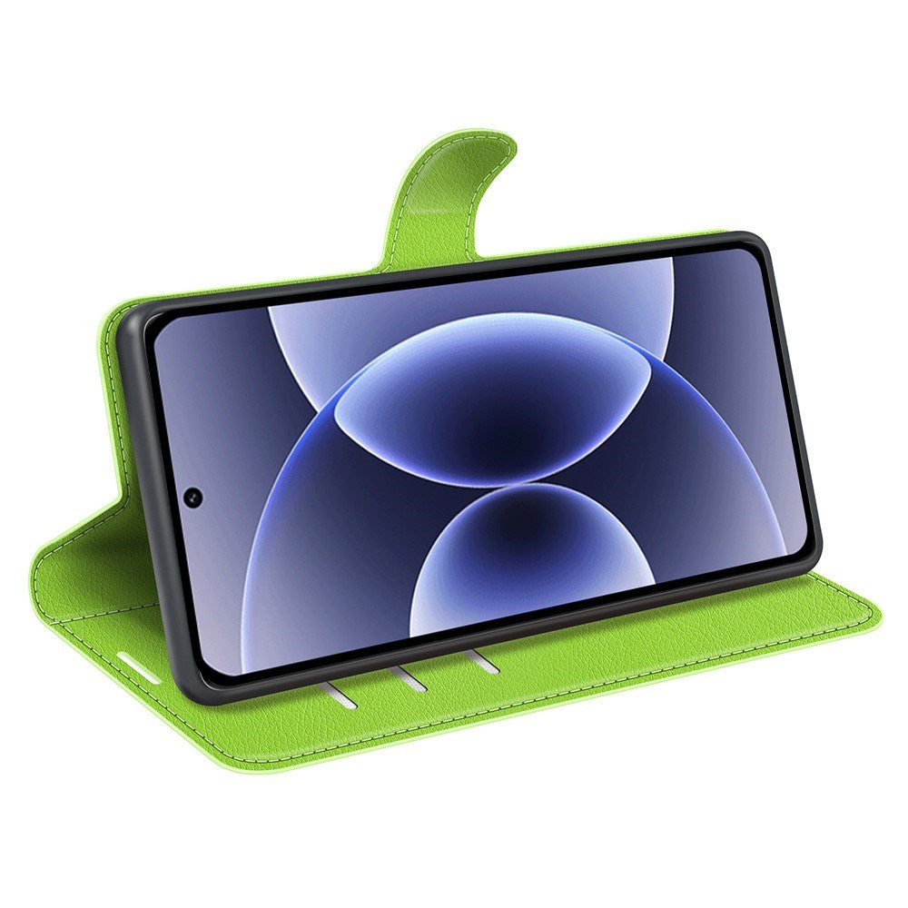EIDERWOOD Xiaomi 17 Litchi Tekstur Kunstlæder Flip Mobil Cover m. Kortholder - Grøn