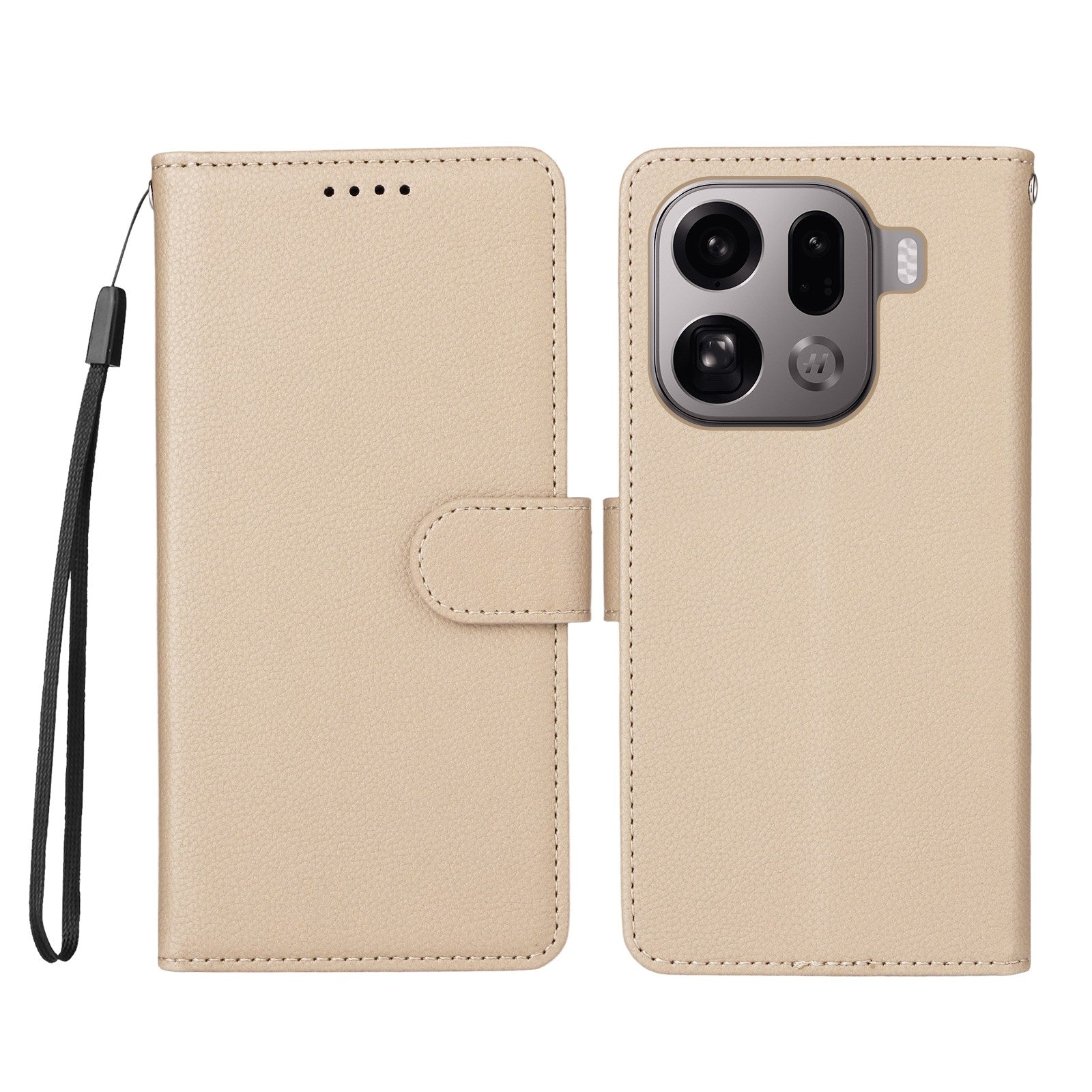 OPPO Find X9 Pro EIDERWOOD Kunstlæder Flip Cover - Strop - Beige