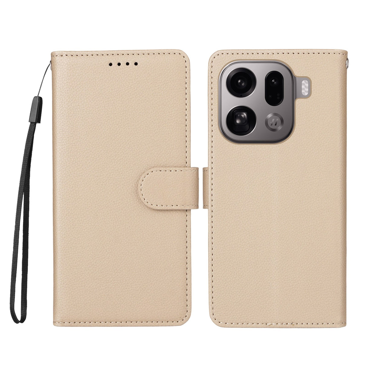 OPPO Find X9 Pro EIDERWOOD Kunstlæder Flip Cover - Strop - Beige
