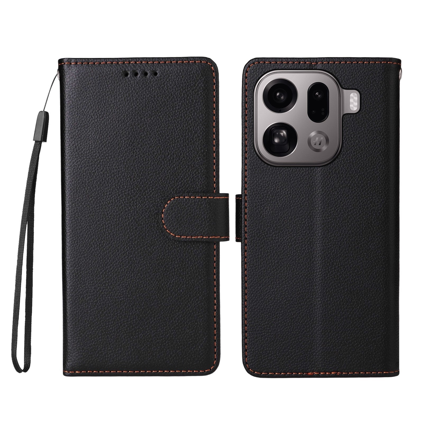 OPPO Find X9 Pro EIDERWOOD Kunstlæder Flip Cover - Strop - Sort