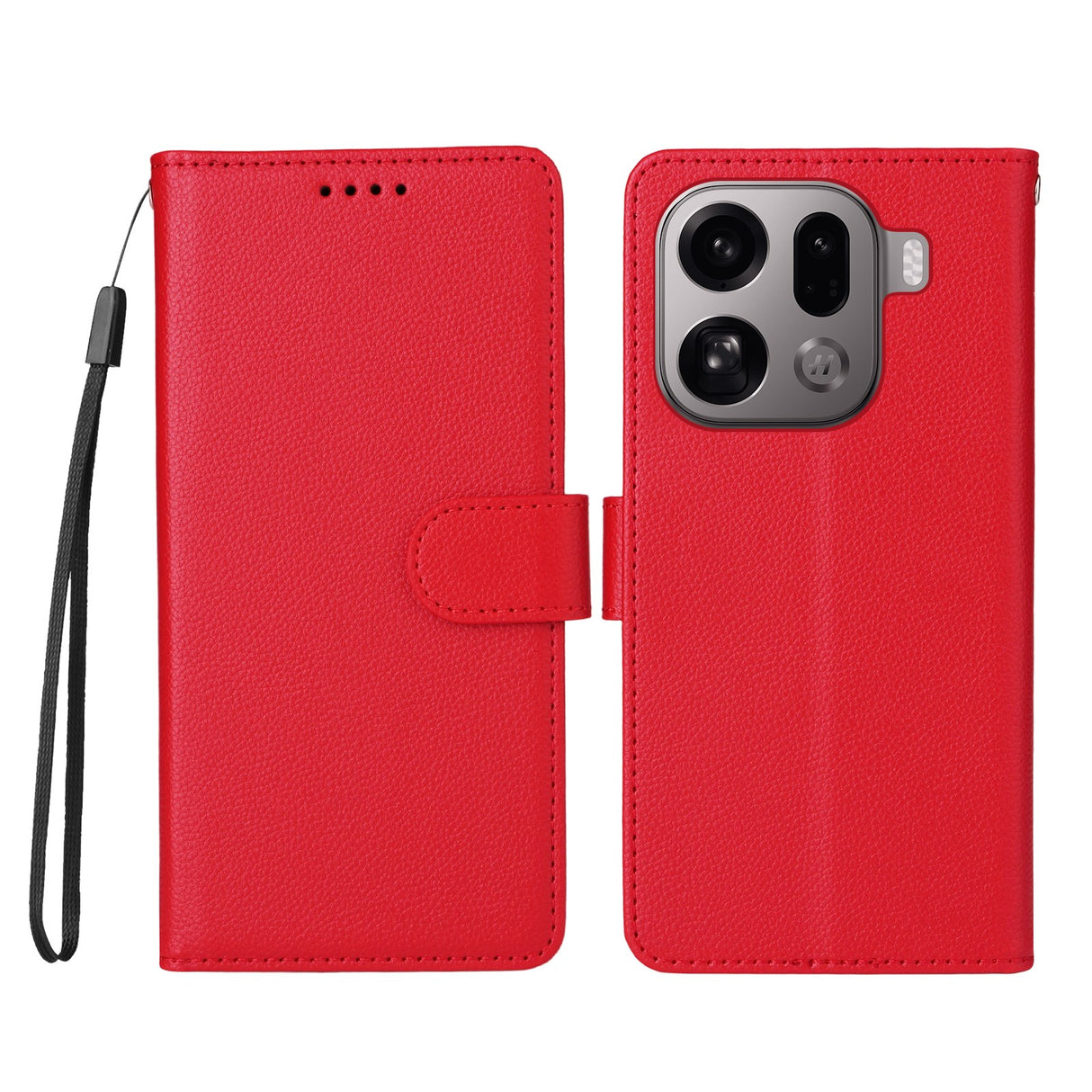 OPPO Find X9 Pro EIDERWOOD Kunstlæder Flip Cover - Strop - Rød