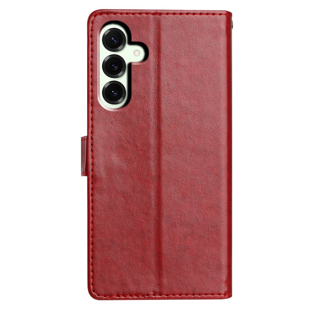 Samsung Galaxy A27 EIDERWOOD Kunstlæder Flip Cover - Strop - Mørkerød