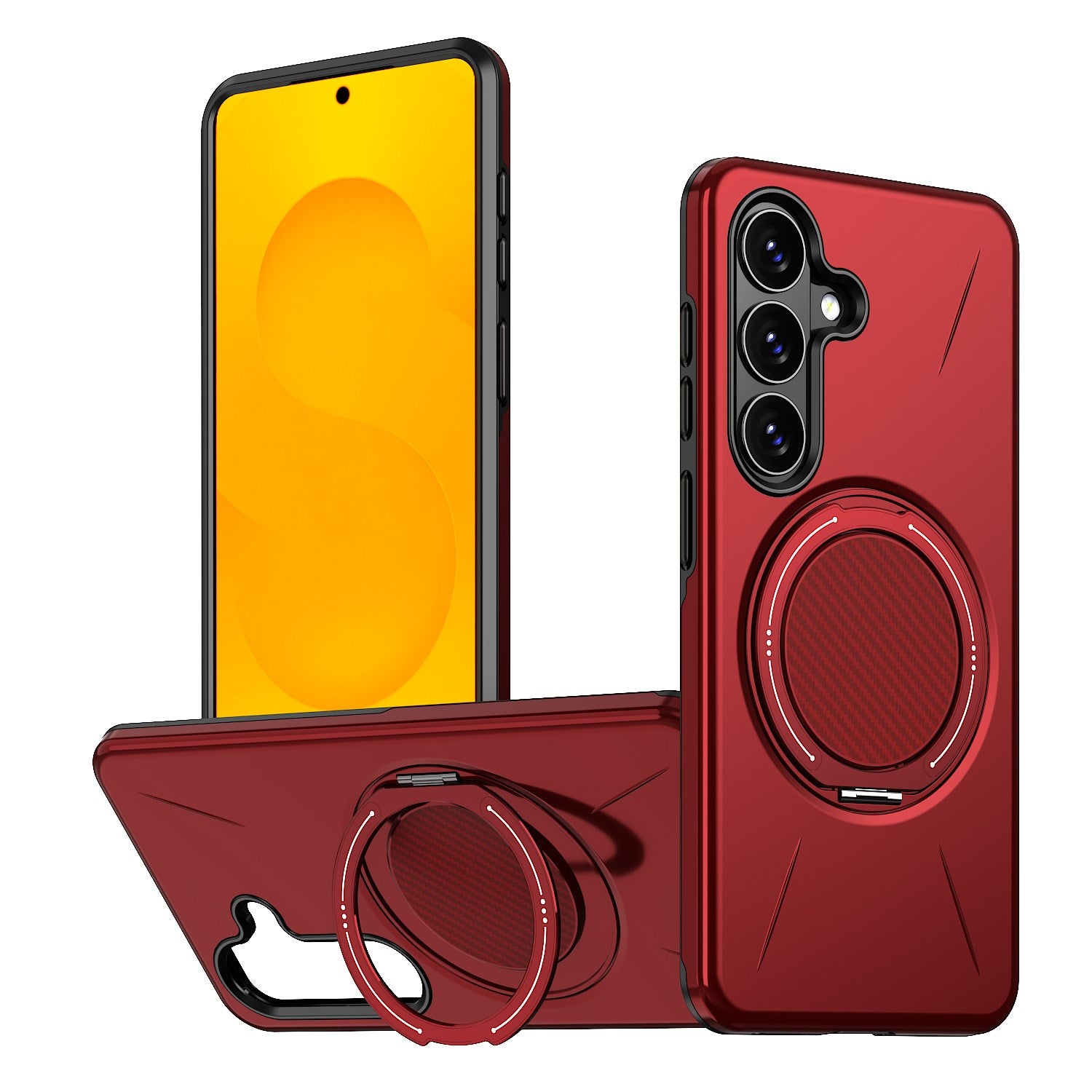 Samsung Galaxy S26 EIDERWOOD Hybrid Plast Bagside Cover - Roterende Kickstand - Rød