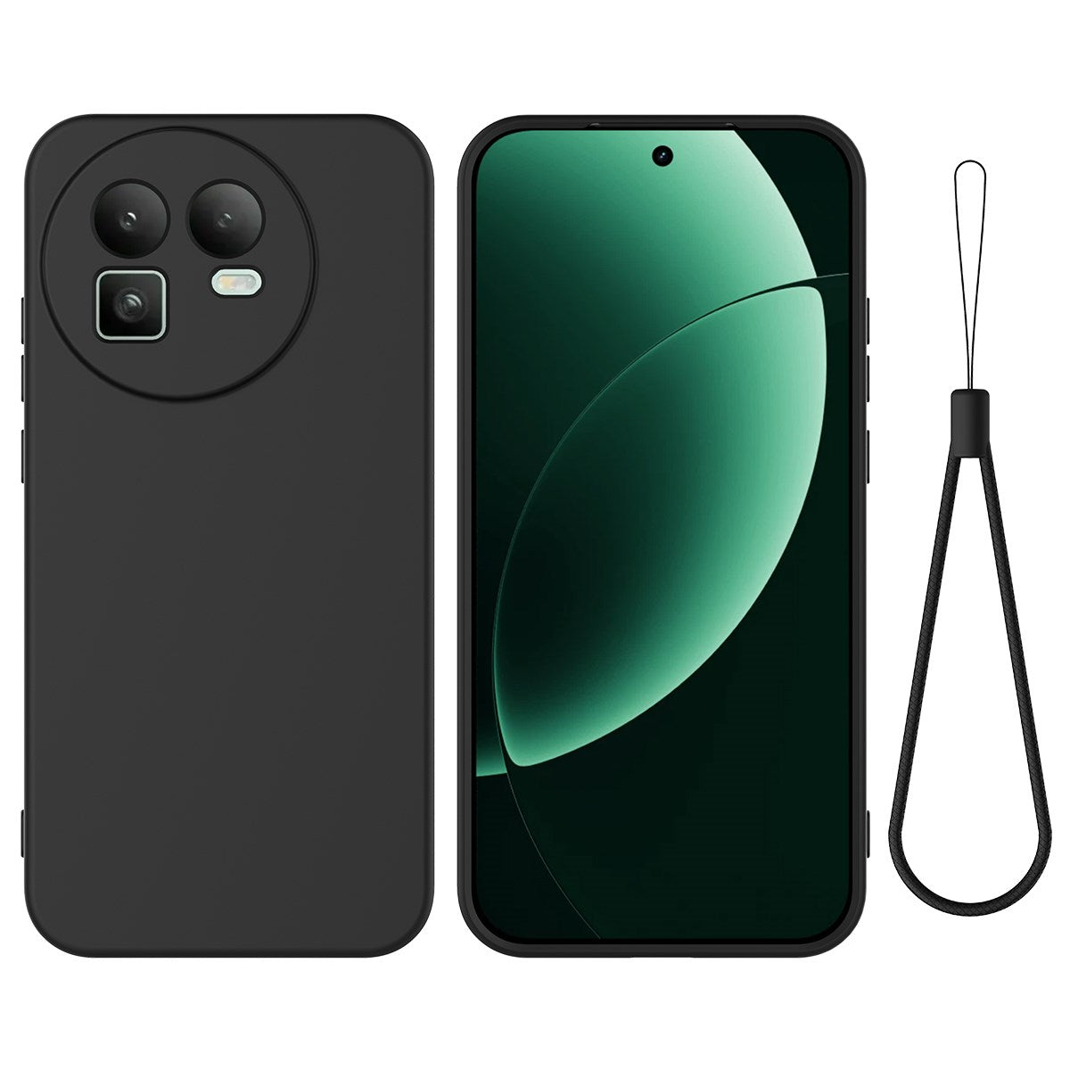 Realme GT 8 EIDERWOOD Silikone Bagside Cover m. Strop - Sort