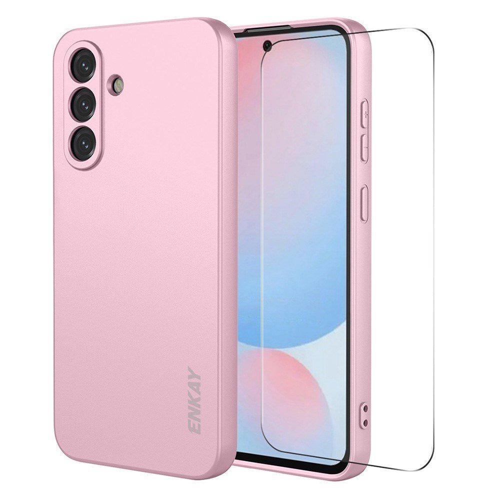 Samsung Galaxy A57 ENKAY Silikone Cover med Skærmbeskyttelse - Lyserød