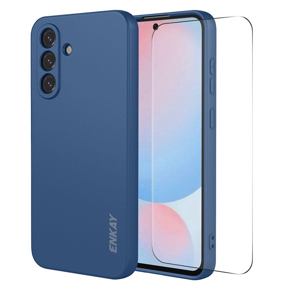 Samsung Galaxy A57 ENKAY Silikone Cover med Skærmbeskyttelse - Blå