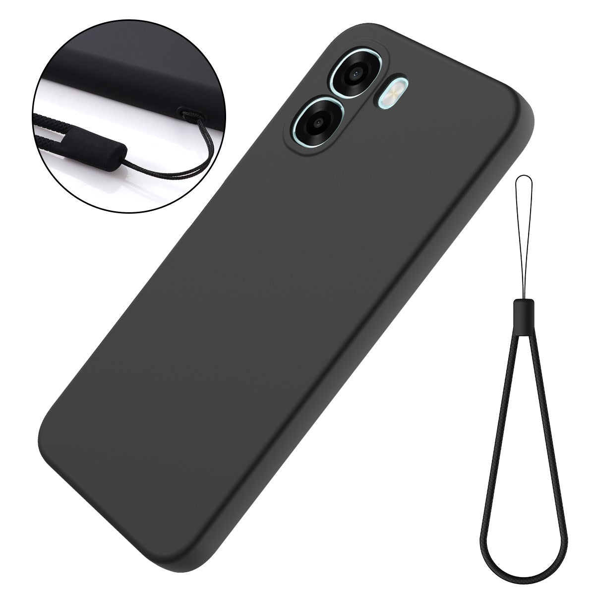 OPPO A6x EIDERWOOD Silikone Bagside Cover m. Strop - Sort