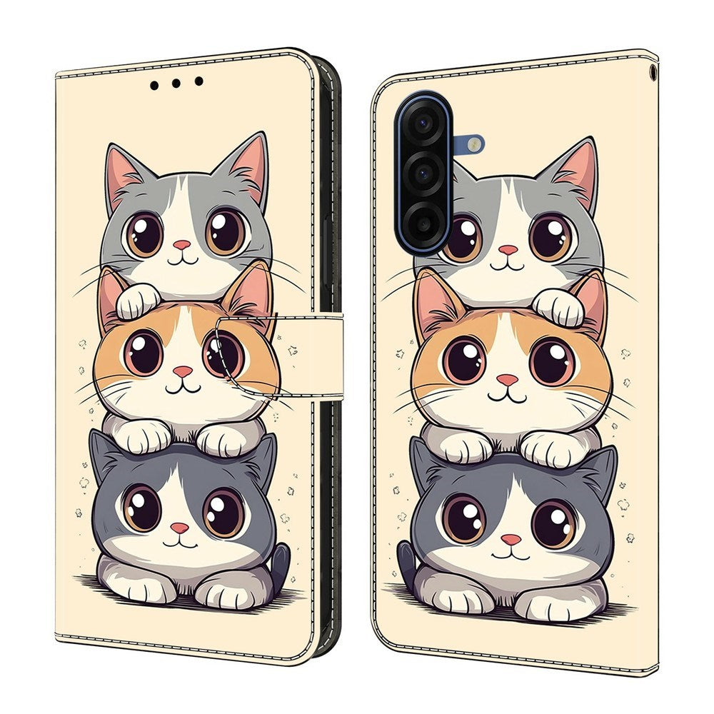 Samsung Galaxy A37 EIDERWOOD Kunstlæder Flipcover m. Indbygget Kortholder & Standerfunktion - Katte