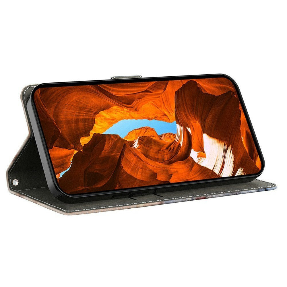 Samsung Galaxy A57 EIDERWOOD Kunstlæder Flipcover m. Indbygget Kortholder & Standerfunktion - Guldringe