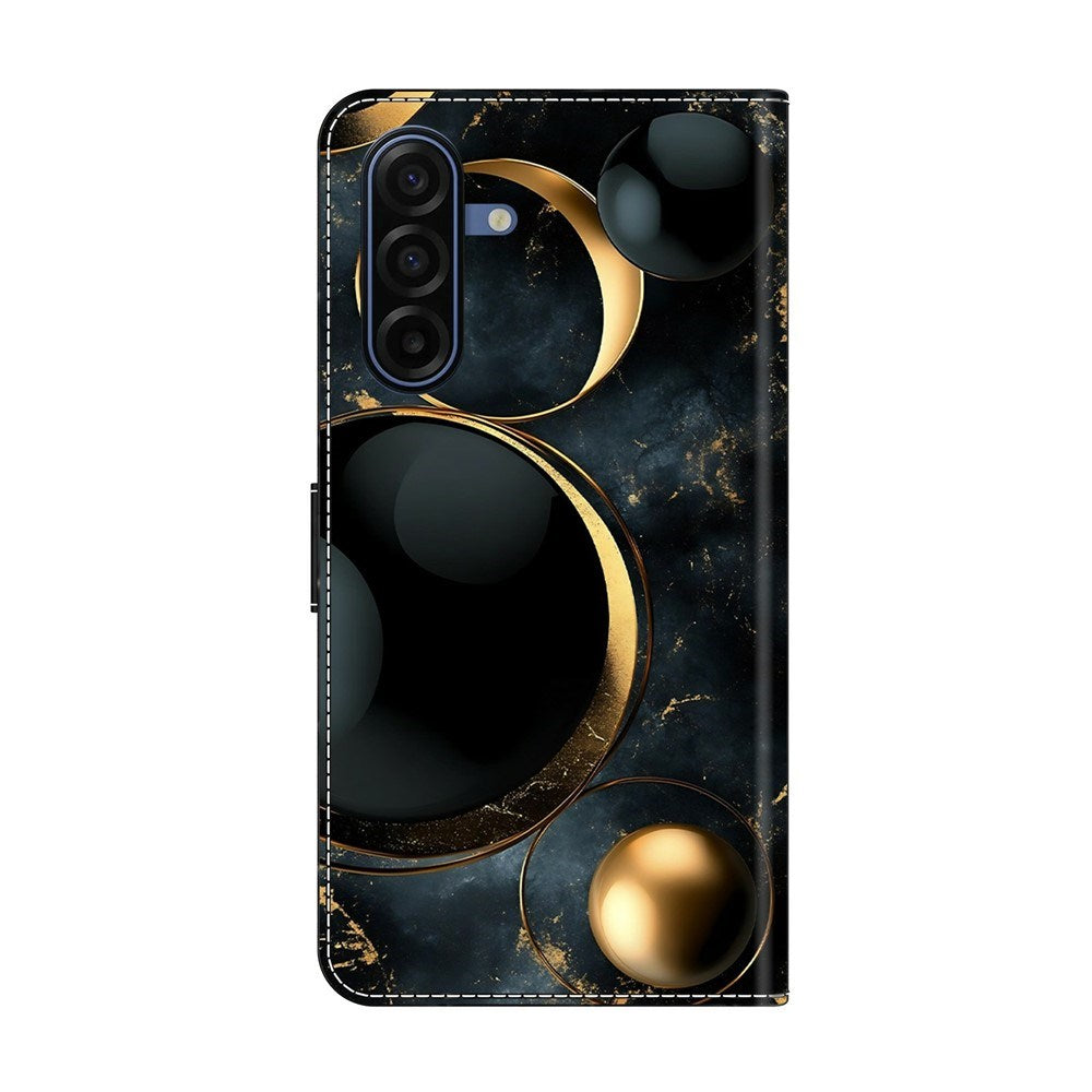 Samsung Galaxy A57 EIDERWOOD Kunstlæder Flipcover m. Indbygget Kortholder & Standerfunktion - Guldringe