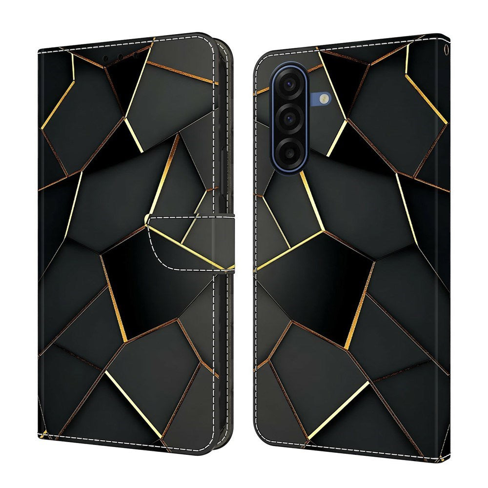 Samsung Galaxy A57 EIDERWOOD Kunstlæder Flipcover m. Indbygget Kortholder & Standerfunktion - Sort / Guld