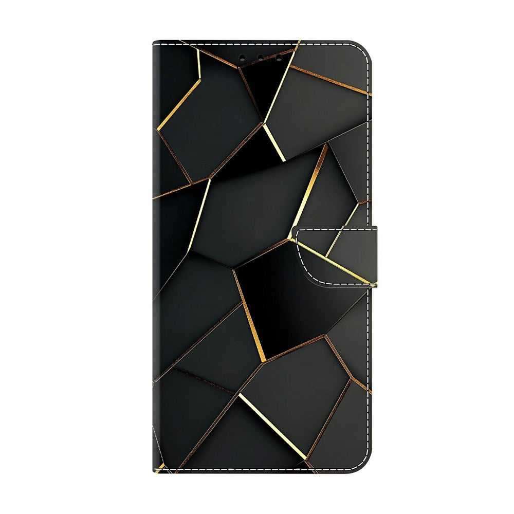 Samsung Galaxy A57 EIDERWOOD Kunstlæder Flipcover m. Indbygget Kortholder & Standerfunktion - Sort / Guld