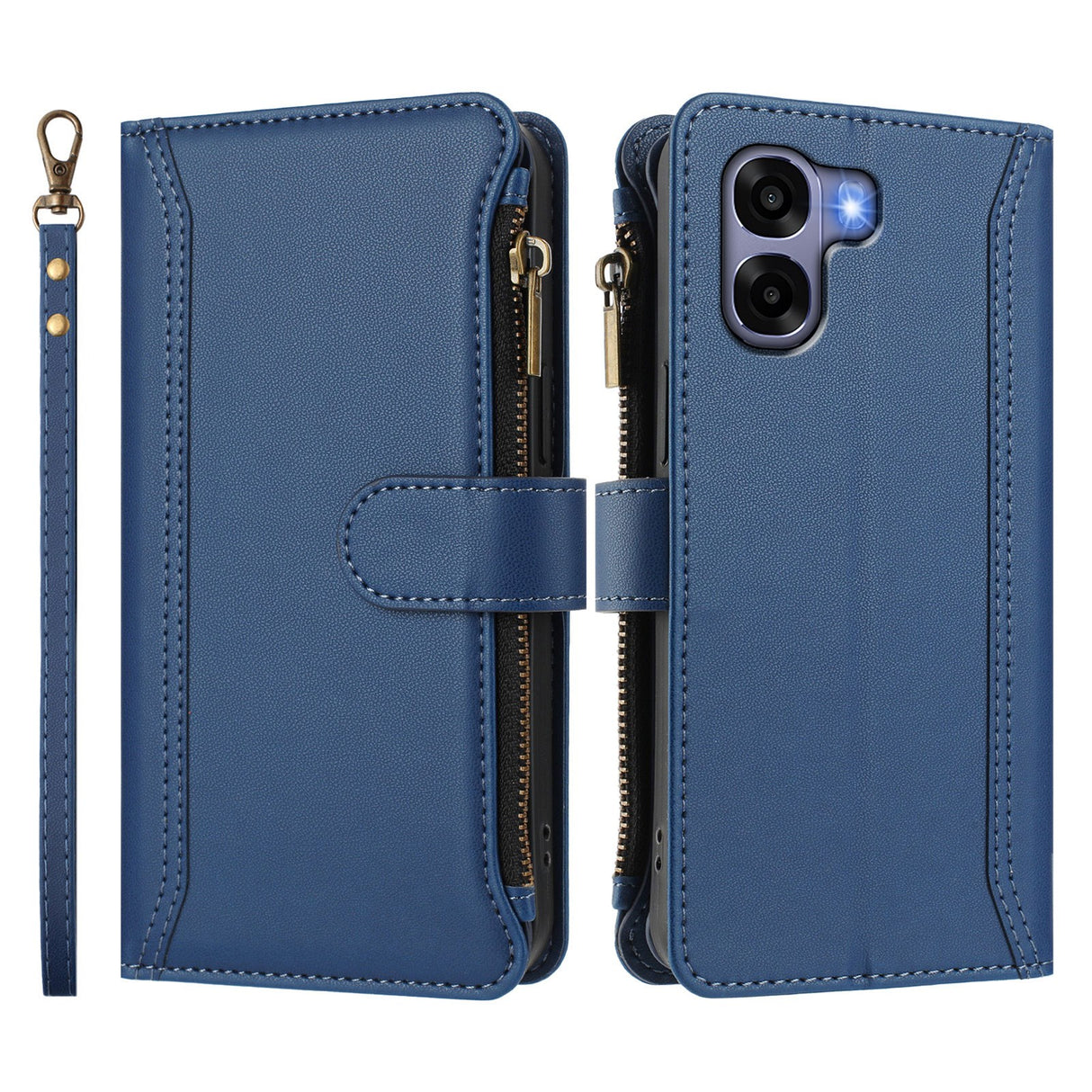 OPPO A6x EIDERWOOD Flip Cover i Kunstlæder - 9 x Kortholder - Lynlåslomme - Blå