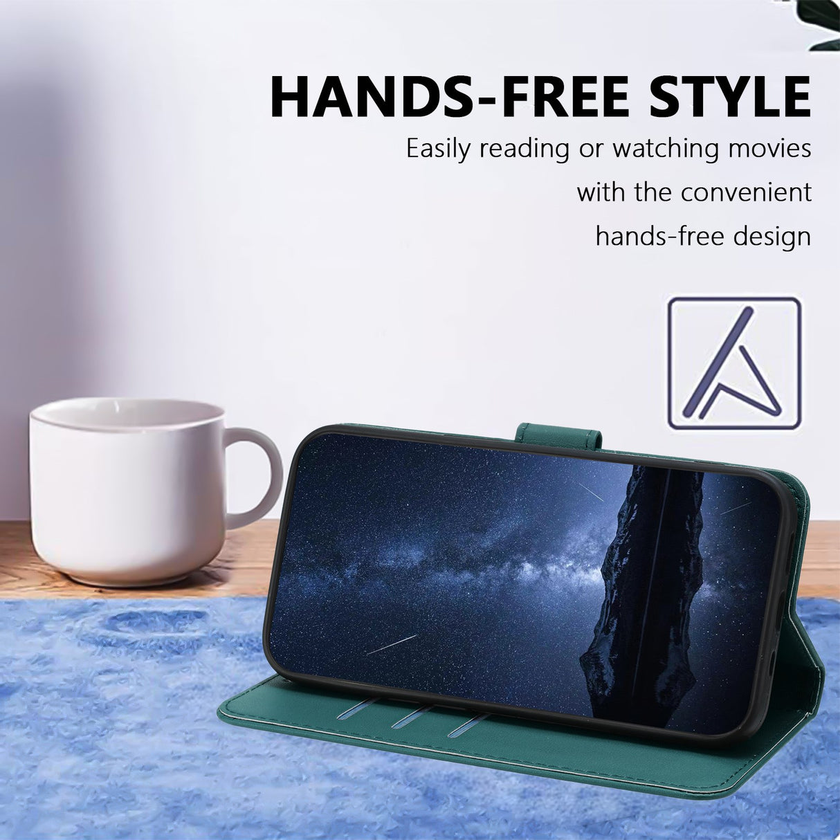Xiaomi Redmi A7 Pro EIDERWOOD Kunstlæder Flip Cover m. Kortholder - Grøn