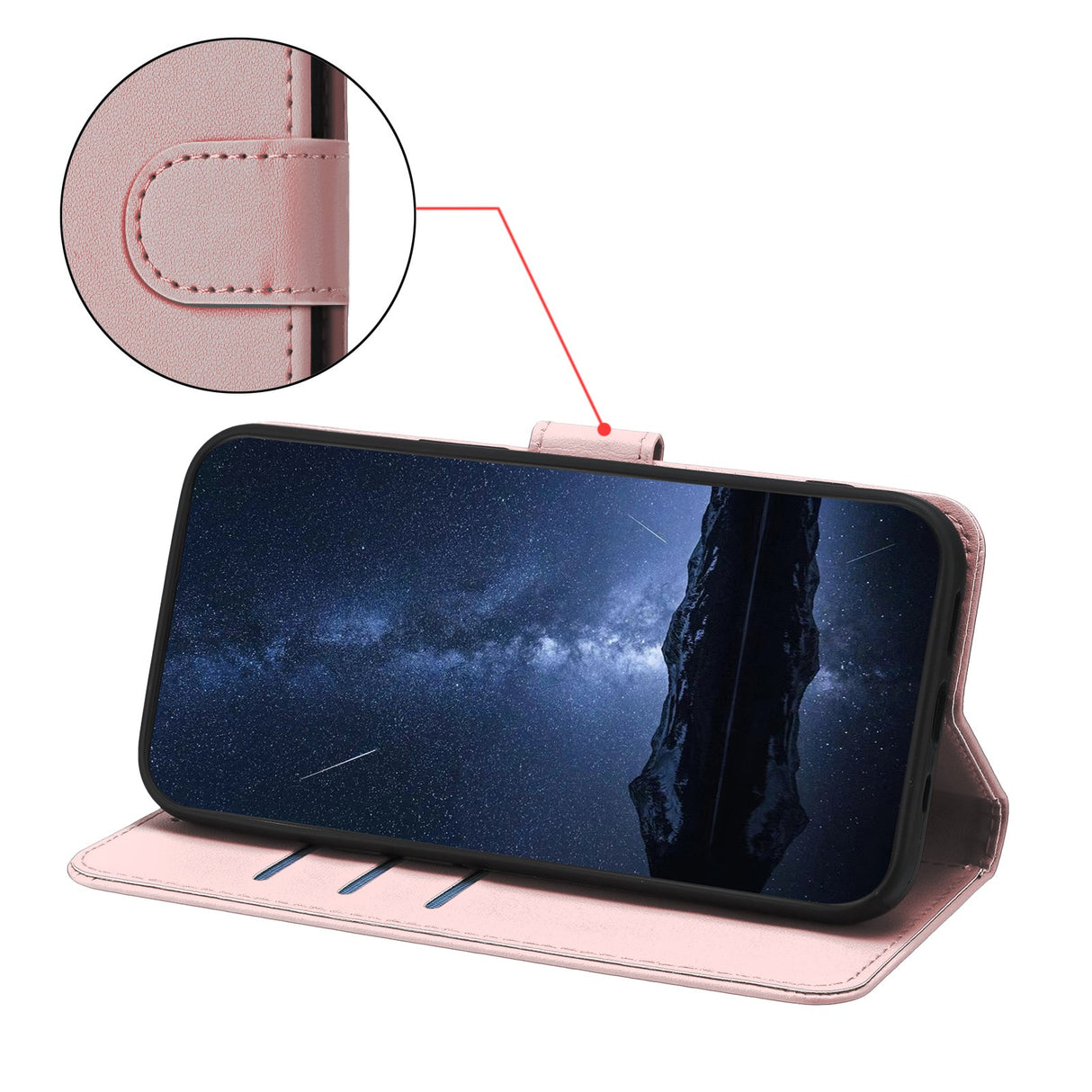 Xiaomi Redmi A7 Pro EIDERWOOD Kunstlæder Flip Cover m. Kortholder - Rose Gold
