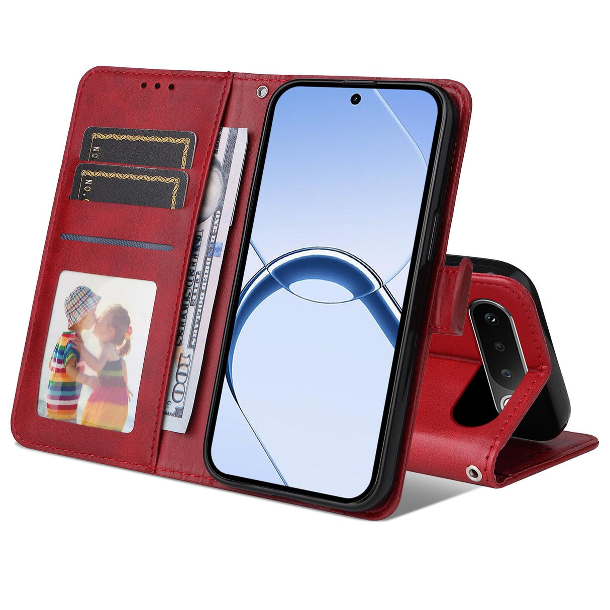 Realme 16 EIDERWOOD Kunstlæder Flip Cover inkl. Strop - Rød