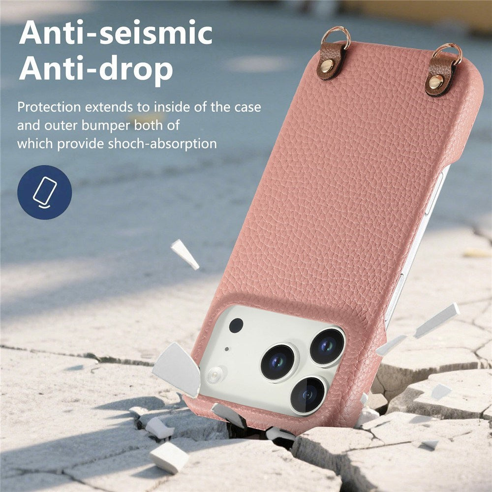 iPhone 17 Pro EIDERWOOD Kunstlæder Cover m. Strop - Lyserød