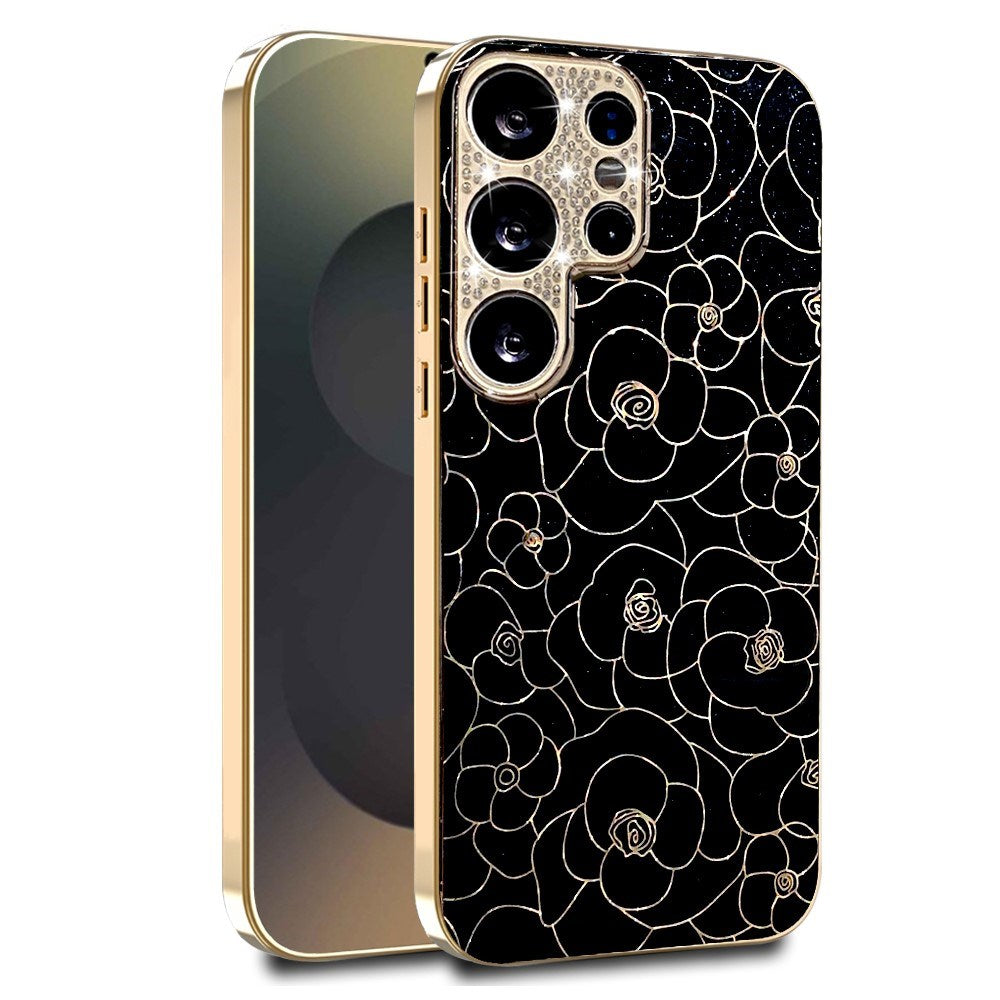 Samsung Galaxy S26 Ultra EIDERWOOD Hybrid Cover - Blomster & Diamant Kamera - Sort