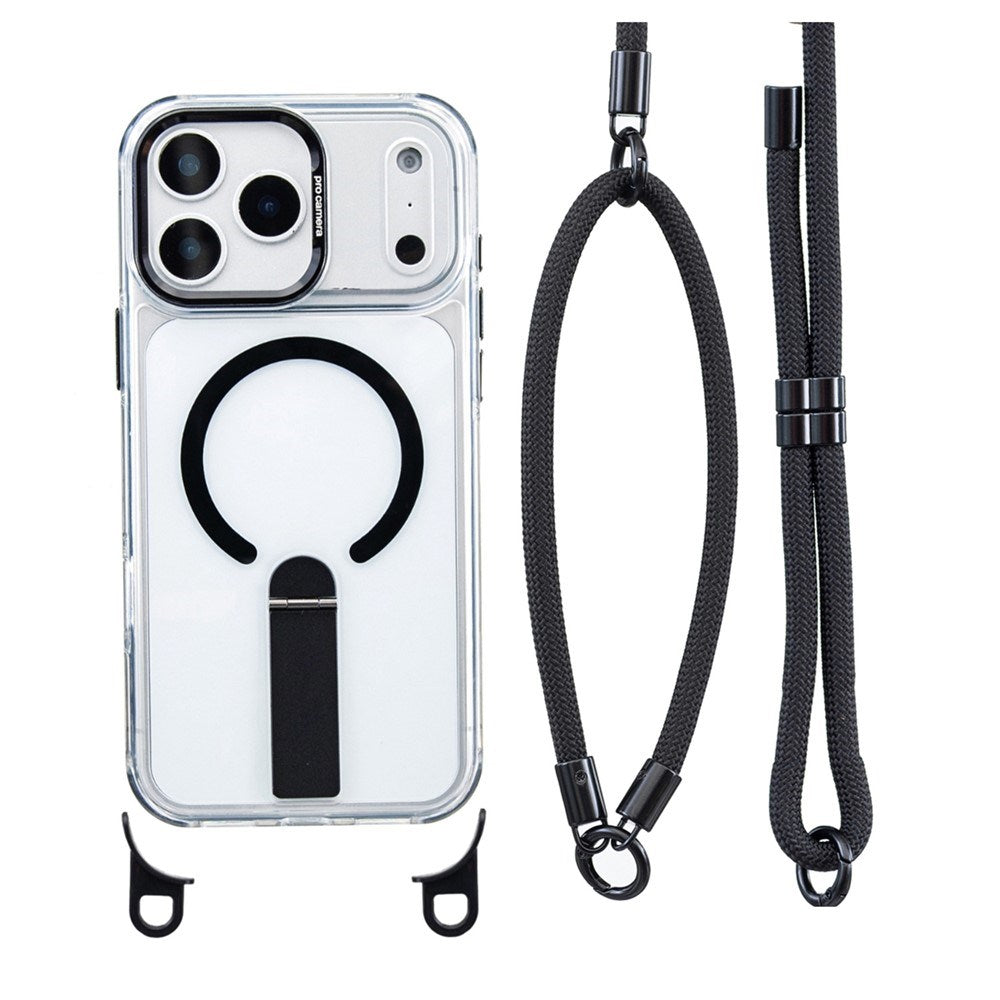 iPhone 17 Pro EIDERWOOD Mobilcover m. Ståfunktion & Skulder- / Håndledsstrop - MagSafe Kompatibel - Sort
