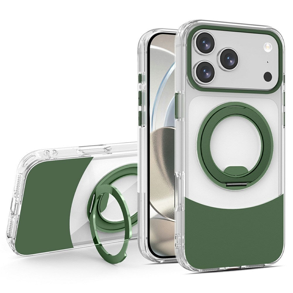 iPhone 17 Pro Max EIDERWOOD Hybrid Mobilcover med Ståfunktion - MagSafe Kompatibel - Gennemsigtig / Grøn