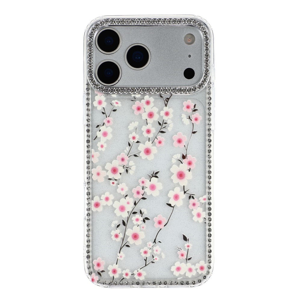 iPhone 17 Pro Max EIDERWOOD Hybrid Mobilcover m. Rhinsten & Blomsterdesign - Gennemsigtig / Kirsebærblomster